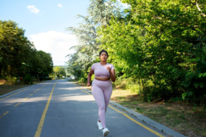 overweight woman jogging outdoors 23 2149618217